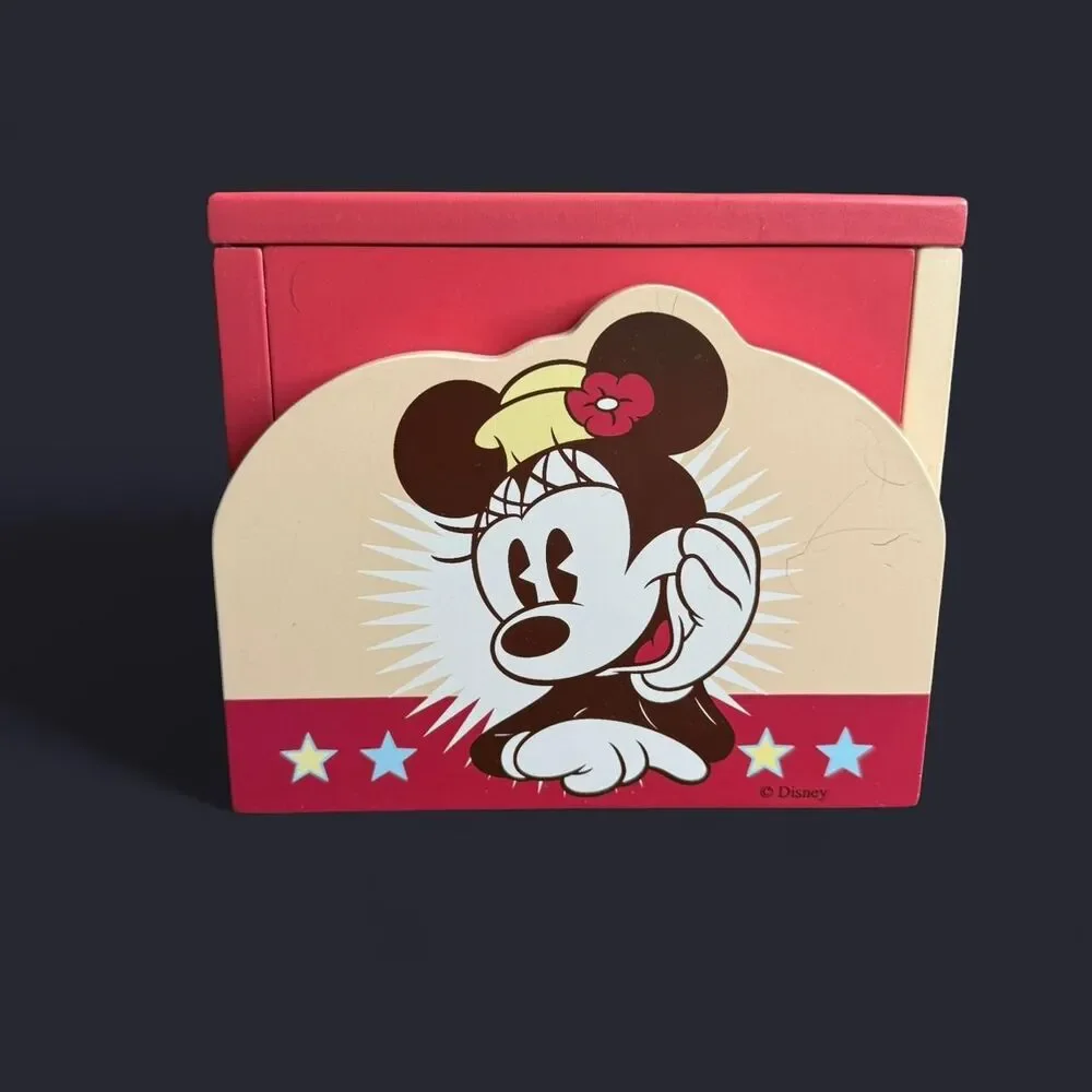 Vintage Y2K Retro Disney Mickey & Minnie Mouse Storage Box w/ Mirror & CD Shelf